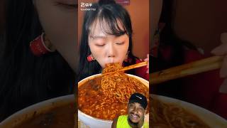 Woman devours Nuclear fire noodles 🔥🔥🔥🔥🤯 #shorts #entertainment #asmr #foodies