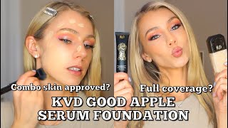 KVD GOOD APPLE SERUM FULL COVERAGE FOUNDATION REVIEW + WEAR TEST | COMBO SKIN 🍏