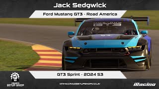 iRacing - 24S3 - Ford Mustang GT3 - GT3 Sprint - Road America - Jak