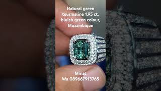 natural green tourmaline 1.95 ct, bluish green colour Mozambique#gemstone #naturalgems