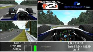 (60FPS) rFactor 2 - 2004 Williams FW26 @ Le Mans 1991-1996 (Sub 3 Minute Lap) (Multi Cam)