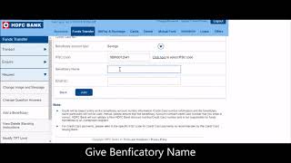 How to Add Other Bank  Account for Fund Transfer  in HDFC Netbanking