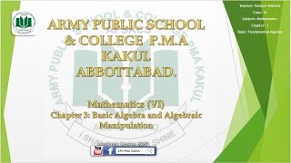 Grade VI Week 8 Mathematics Chapter III Fundamental Algebra