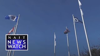 New flagpole plaza at NAIT