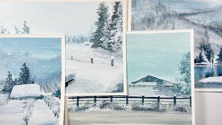 4 Simple Winter Landscape / Easy Acrylic Painting Tutorial For Beginners Step By Step #380