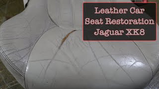 Leather car seat restoration and repair, Jaguar XK8. Auto upholstery