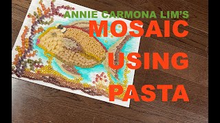 Mosaic using PASTA! Have fun using pasta as mosaic pieces! Glue them, let dry and seal!