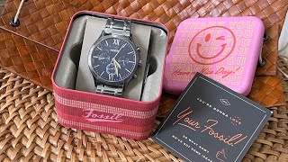 Fossil BQ2401 Fenmore Midsize Multifunction Smoke Stainless Steel Watch Unboxing