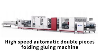 High speed automatic double pieces folding gluing machine