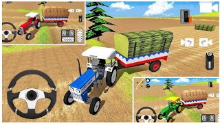 Indian Tractor Driving 3D Game Video || John Deere  ! Swaraj ! Mahindra Tractor Trolley For Loading