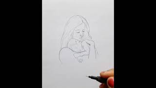 Mothers day special drawing//how to draw mothers love for her child