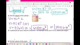 Volume of Prisms & Cylinders