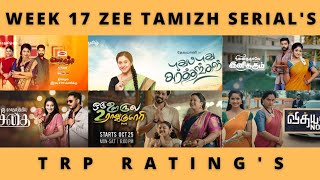 WEEK 17 ZEE TAMIZH SERIAL'S TRP RATING'S (URBAN)🔥 | VIDEO'S WORLD | TAMIL | 2022