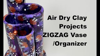 Air Dry Clay ZIGZAG Vase with two painting ways! Easy tutorials as always :)