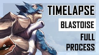 Angry Pokémon: Blastoise (PokéFantasy) | Digital Art Timelapse