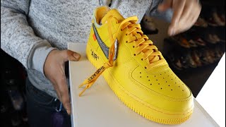 Nike Air Force 1 Low Off-White ICA University Gold Sneaker Review