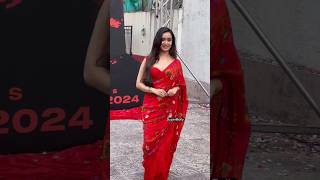 Shraddha Kapoor Looks elegant in beautiful red floral Print Saree @CataloguebyAB