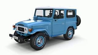 Toyota Land Cruiser FJ 40 Blue with Interior 3D Model