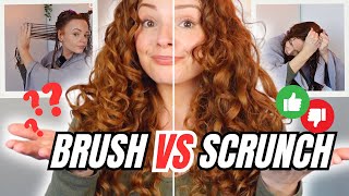 BRUSH STYLING VS SCRUNCHING | WAVY CURLY HAIR ROUTINE