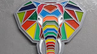 Geometric Elephant with multi coloured resin inlay