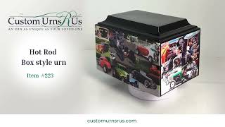 Hot Rod Collage Fiberglass Box Cremation Urn - 223