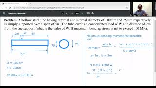 Bending stress in beam for hollow circular section and eccentric load/ Strength of Materials