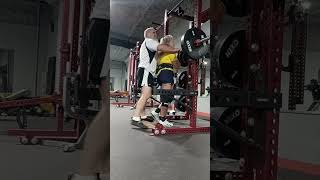 Heel elevated front squats with 135 pounds x 3, 26 weeks out from my 50th powerlifting meet