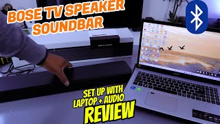 Bose TV Speaker Soundbar Setup with Bluetooth Laptop + Audio Demo Review