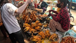 Cambodian Street Food , walking At Oudong Market , Bees​ , chicken​ , Frog , Khmer Cake​​ & More