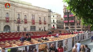 El paso de las procesiones del Sábado Santo por la Carrera Oficial de Sevilla