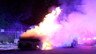 Pursuit Ends With Car Fire and Manhunt