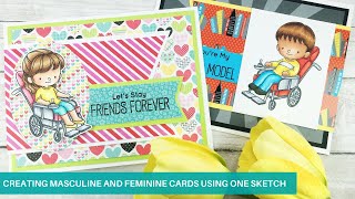 2 Cards 1 Sketch | Masculine and Feminine Cards | Kristie Marcotte's Challenge