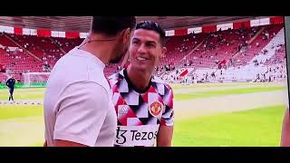 Cristiano Ronaldo before the match against Southampton || Shaking hands with Rio Ferdinand