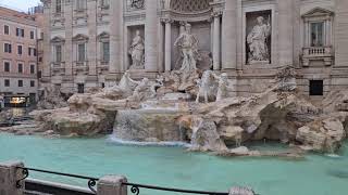 The Trevi Fountain (Italian: Fontana di Trevi) in rainy day.