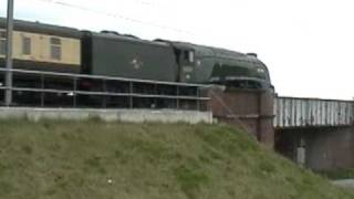 A4 60019 Bittern passes Hensall light with support coach.