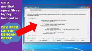 cara melihat spesifikasi laptop  | cara cek spek laptop dengan cepat