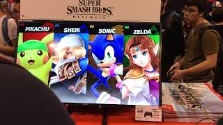 Super Smash Bros. Ultimate Demo: Pikachu vs Sheik vs Sonic vs Zelda FFA - Fan Expo 2018