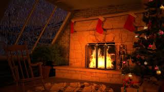 Christmas Home Firing In Fireplace, Snowy Weather | Snow, Fire and wind sound Sleep, and Relaxation