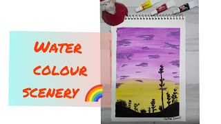 Water colour scenery 🌈| Pavitra's creative mind