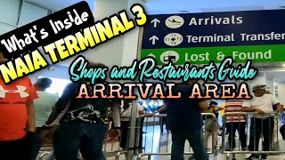 NAIA Terminal 3 Arrival Area | Shops and Restaurants | Level 1