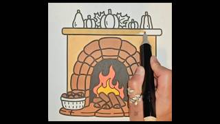 🔥 Cozy Fireplace ASMR | Coloring a Warm Autumn Scene 🍂#art #satisfying #asmrcommunity #cozyfall