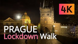 (UHD 4K) LOCKDOWN WALK IN PRAGUE at Night - Autumn 2020 👣  👣