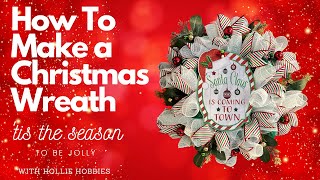 Christmas Wreath DIY/ Deco Mesh Wreaths/ Wreath Making Christmas/ Christmas Wreath/ Ribbon Wreath