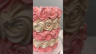 #birthday Watch How I Create Magic with Pipped Rosettes Cake!🍰🌸🌸🌸 @cocostreatla5954 #cake