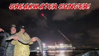 Holyhead breakwater CONGER ON! Shore fishing uk MUST WATCH!