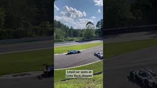 Lmp3 car spins at chicane at lime rock park!