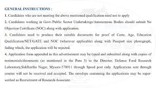 DFRL - Mysore | Research Associate recruitment - 2024 | #drdo #research #recruitment