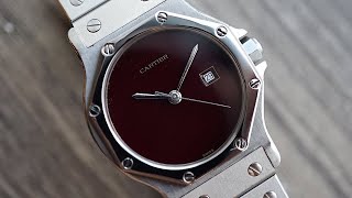 Cartier Santos Octagon automatic - Burgundy/maroon dial - 1990's/2000's