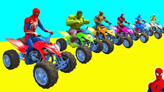 SPIDERMAN and QUADS with Superheroes Ramp Challenge - GTA 5