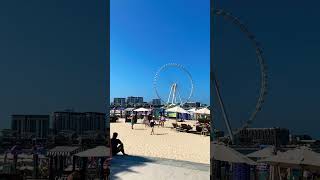 Jumeirah beach residence beach looking across biggest ferris wheel 🎡 #dubai #travel #jbr #aindubai